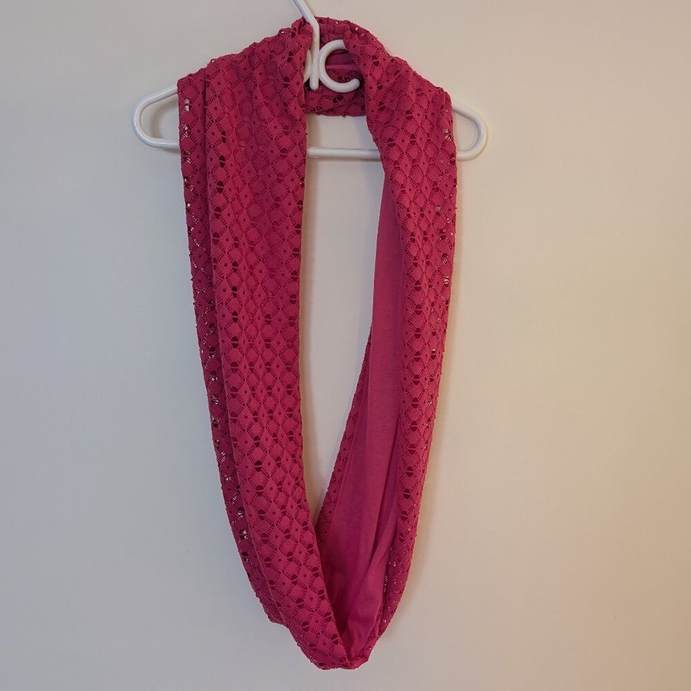 Pink Crochet Infinity Scarf - Picture 4 of 5